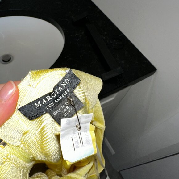 Marciano Yellow Bandage Cross-Neck Midi Dress – Size S - Picture 3 of 6